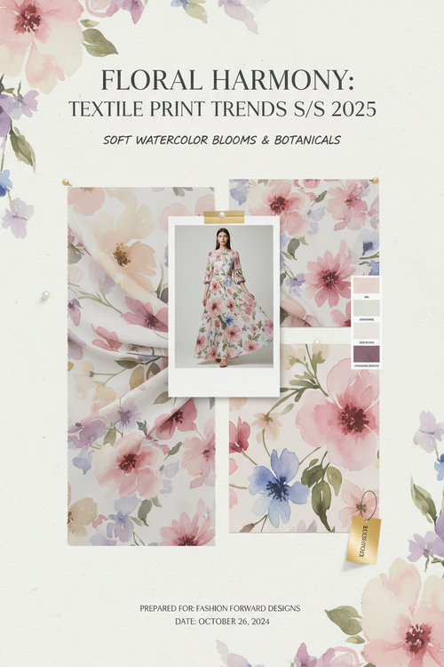 Floral Print Trend Forecast PDF cover with watercolor floral patterns