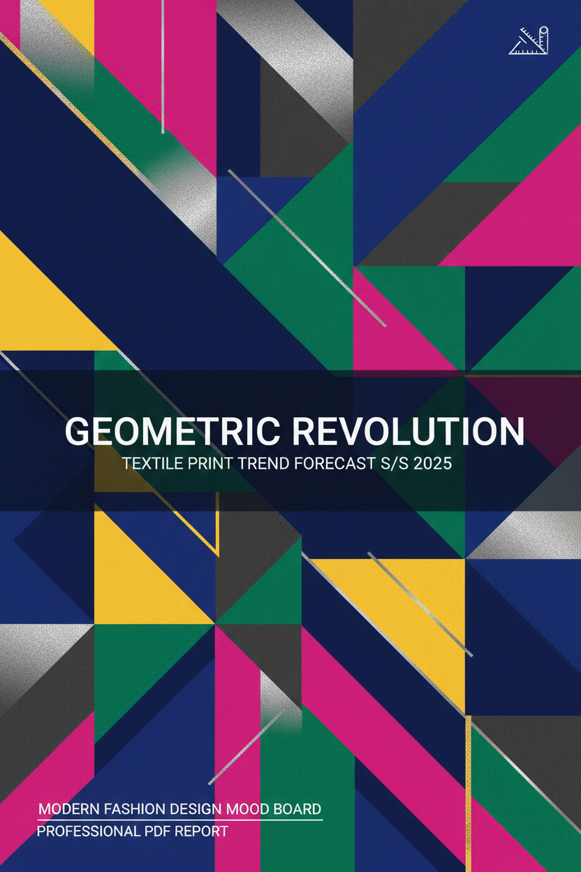 Geometric Print Trend Forecast PDF cover with bold geometric patterns